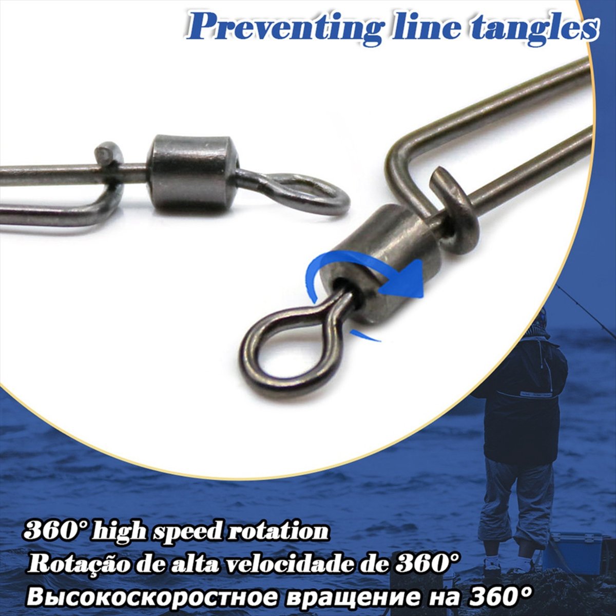 Fishing Swivel Connector - T34C Rolling Swivel Coastlock Snap Clips