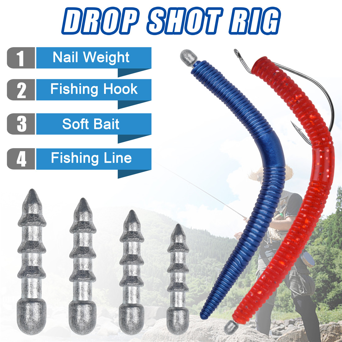 60PCS Nail weights Worm Fishin - огляд і ціна Bass Fishing Lure